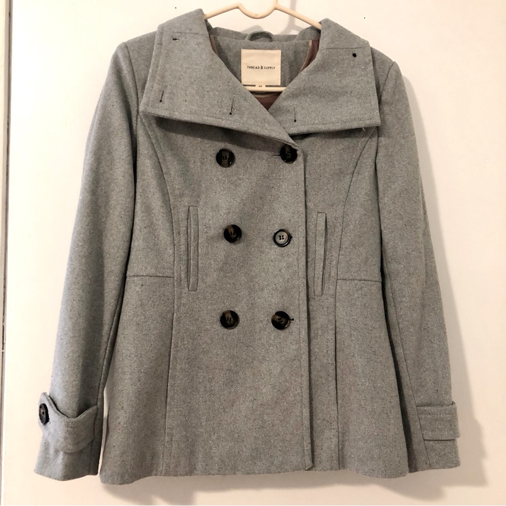 Thread & Supply Gray Wool Blend Peacoat